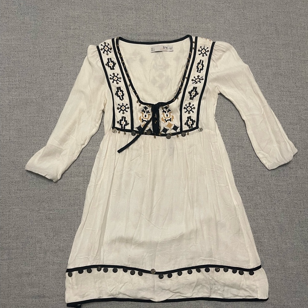Traditional Folklore Dress S Embroidered Ethnic Aztec Pattern Half Sleeve XS